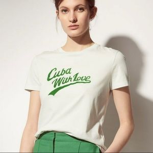 Sandro Cuba With Love Tees Vert Amande size 38